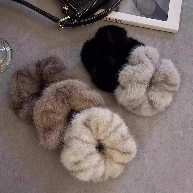 Autumn Winter Versatile Plush Hair Rope For Women Exquisite Simulation Mink Headband Scrunchies Fashion Hair Accessories Gifts