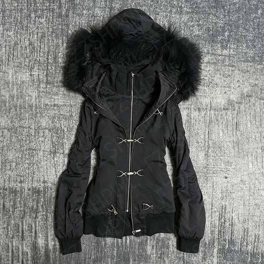 Subculture Harajuku Y2K Airplane-buckle jacket Punk Zip up hoodie Gothic Napoleon style Zipper Hoodie sweatshirt Hip Hop Clothes