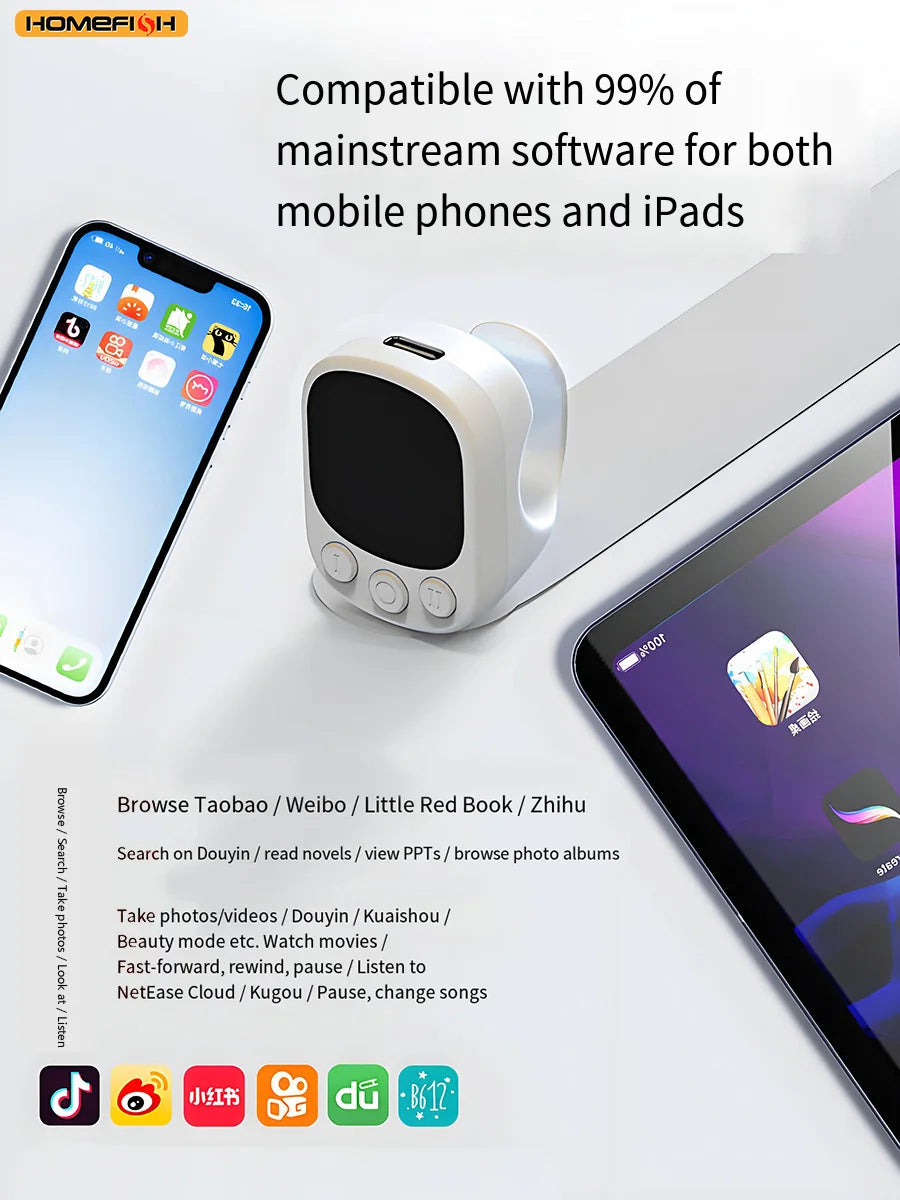 Mouse Ring Remote Control with Touchpad,Smart Automatic Screen Clicker Device，Continuous Clicker，Scrolling Ring Remote Control S