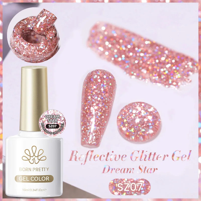 BORN PRETTY 10ml Sliver Reflective Gel Polish Sparking Glitter Semi Permanent Varnish Nail Art Soak Off Gel Varnish Manicure