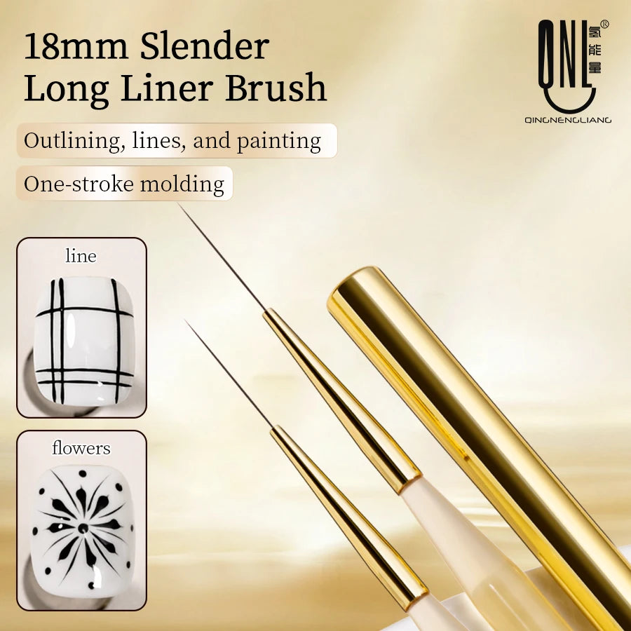 QNL 1/2/3pcs 18mm Nail Art Liner Brush Ultra Thin Long Line Drawing Pen With Cap For UV Gel Polish Painting Manicure Tool