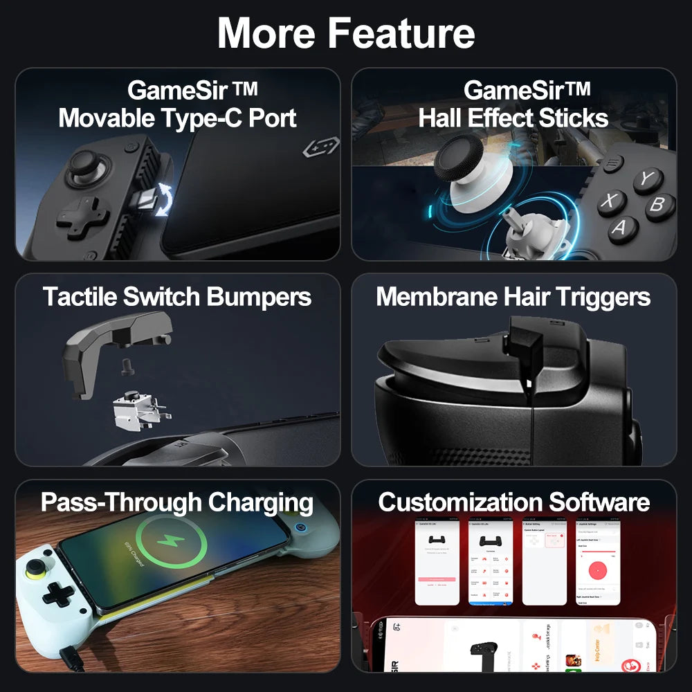 GameSir X5 Lite Mobile Phone Gamepads for iPhone 16 15 Series iPad Mini Android Tablet Controller Hall Effect Joysticks Design