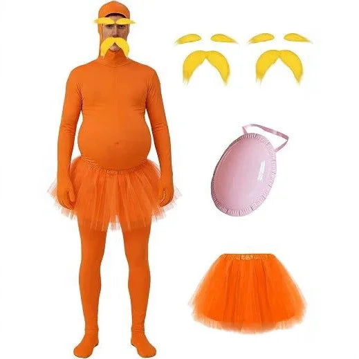 Halloween Cosplay Costume Funny Long Sleeved Jumpsuit with Chiffon Skirt Suit Theme Party Role Playing Outfits for Adults