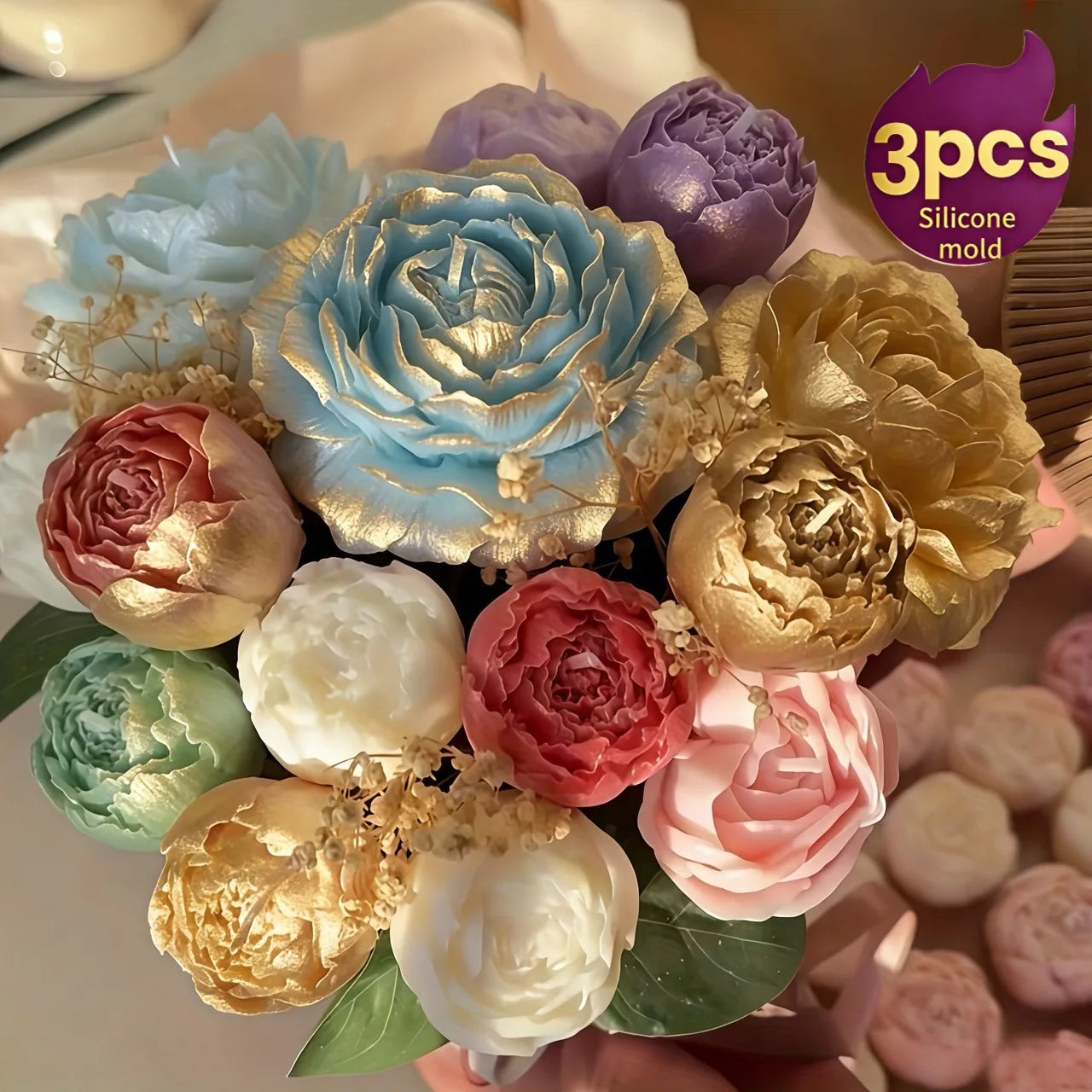 1 Piece 3D Elegant Rose Silicone Mold - Reusable Flexible Mold for Candles, Resin Art, Handmade Soap and Clay Making, Delicate Petal Design, Home Decoration, Valentine's Day Gift, Floral Shapes, Special Gift for Craft Enthusi