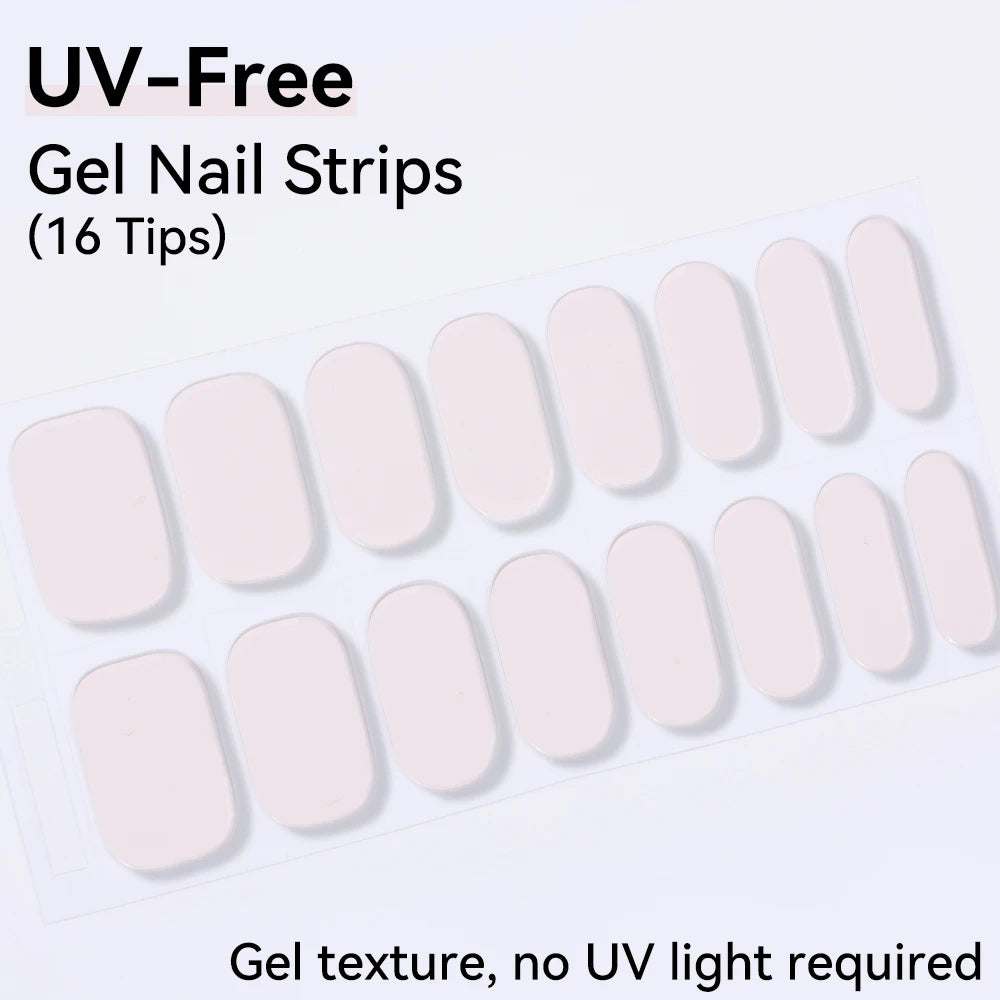 UV FREE Fully Cured Gel Nail Strips 16/22 Tips Self Adhesive Gel Nail Stickers DIY Nail Art Manicure DON'T NEED UV LAMP