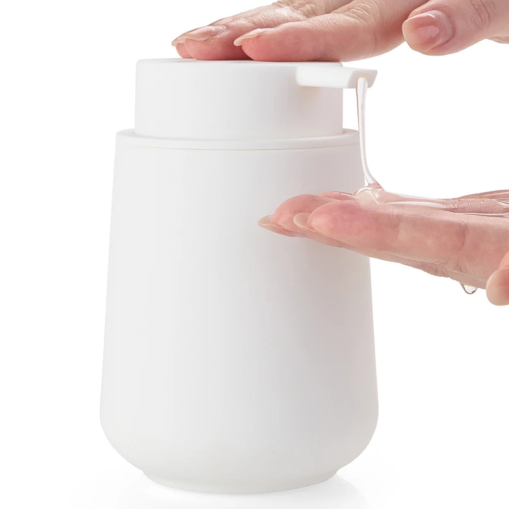 Matte Black Liquid Hand Soap Dispenser Plastic 11oz - Modern Minimalist Style for Bathroom & Kitchen Countertop Refillable