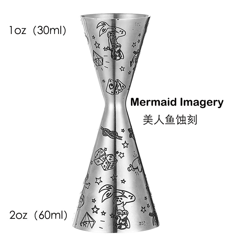 Integrated-Style Jigger Double Cocktail Jigger Bar Measure with Etched Pattern Bar Tools