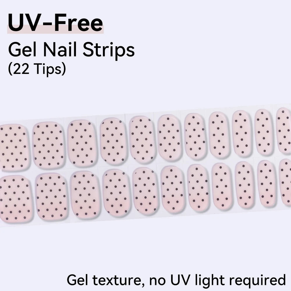UV FREE Fully Cured Gel Nail Strips 16/22 Tips Self Adhesive Gel Nail Stickers DIY Nail Art Manicure DON'T NEED UV LAMP