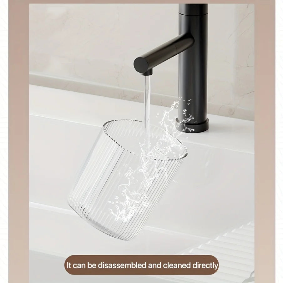 1pc Wall-Mounted Organizer Cup Multi-Functional Bathroom Kitchen Storage Toothbrush Holder Space-Saving Bathroom Accessories