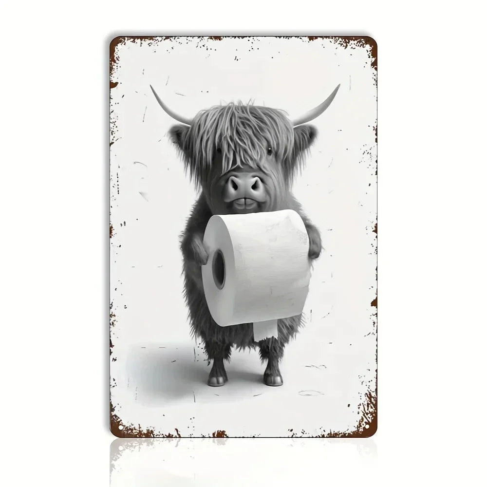 Bar tin painting，Alluring Funny Tin Sign - Retro - Style Toothbrush & Toilet Paper Tin Sign,Designed for Inviting Bathroom