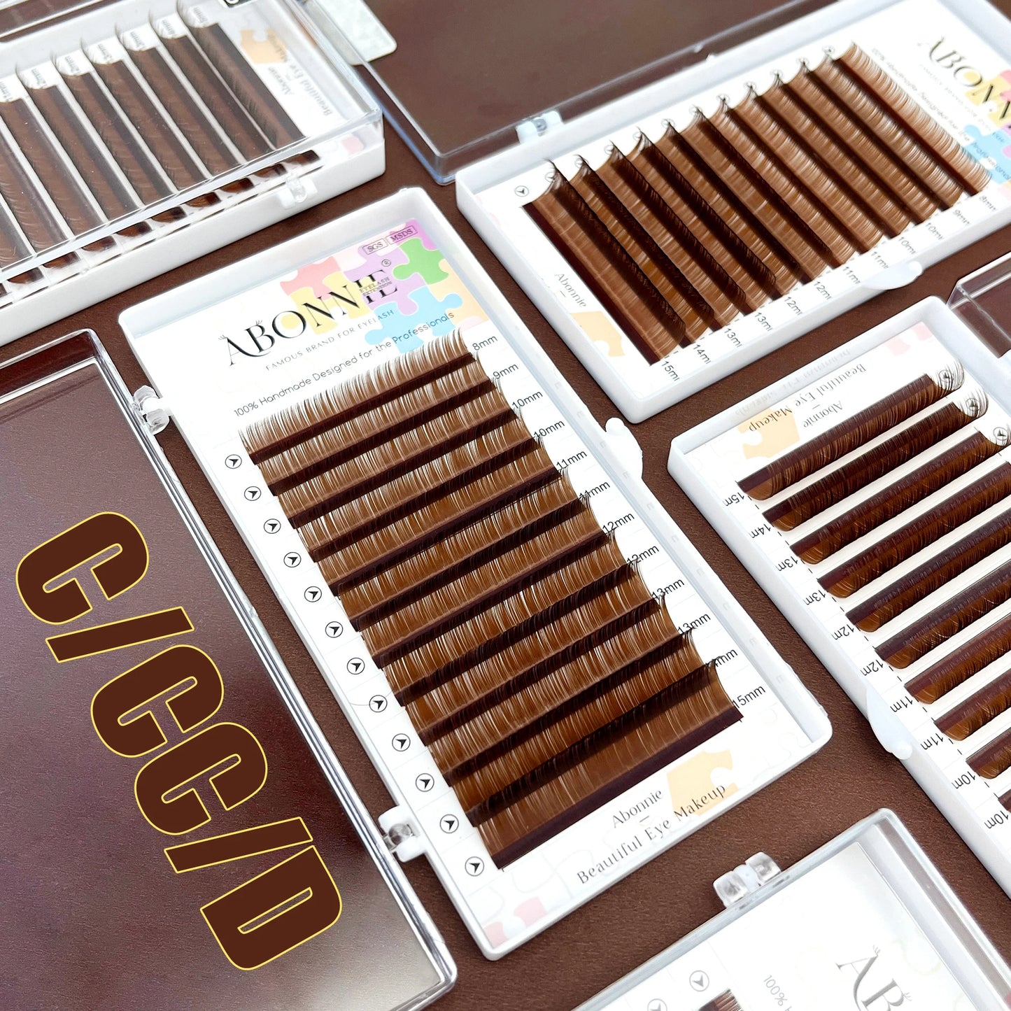 Abonnie Cocoa Brown Eyelash Extensions C CC D Mink Individual Colorful Lashes Extensions Brown Color Natural Soft Eyelashes