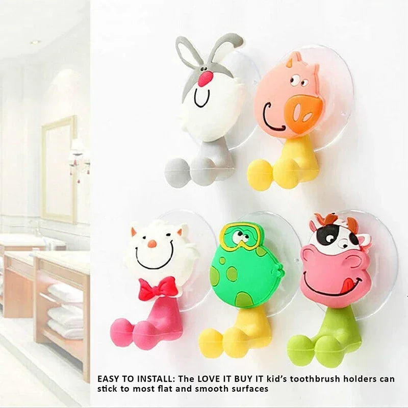 Cute Cartoon Animal Toothbrush Holder,Wall OuntedToothbrush Storage Rack,BathroomMultifunctional Wall Hook,Toothbrush Holder