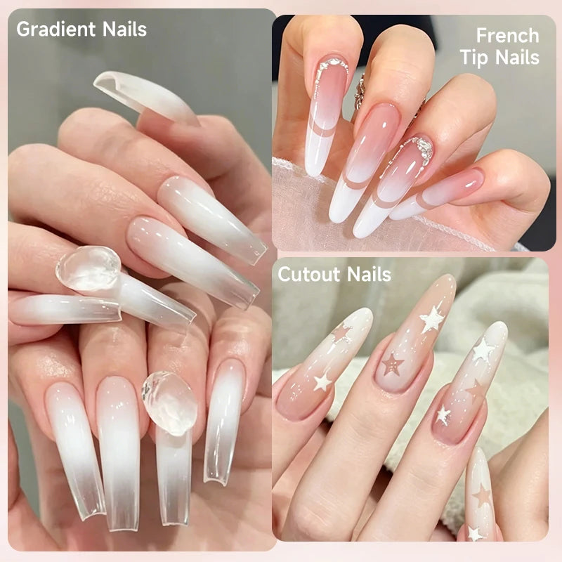 UR SUGAR 1/2Pcs White Pat Painting Gel Nail Polish 4 In 1 Gradient French Cover Edge Lines Nail Stamping Pattern Nail Diy Pattin