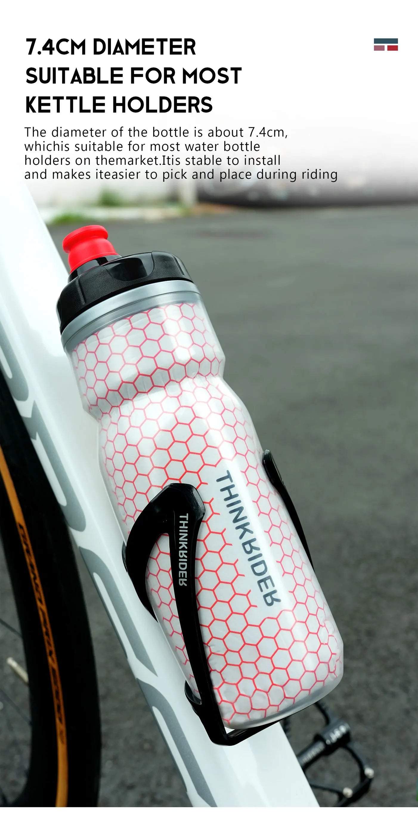 ThinkRider Bike Water Bottle 620ml/21oz Mountain Cycling Water Bottle PP5 Heat-And Ice-protected Bottle Outdoor Sports Cup