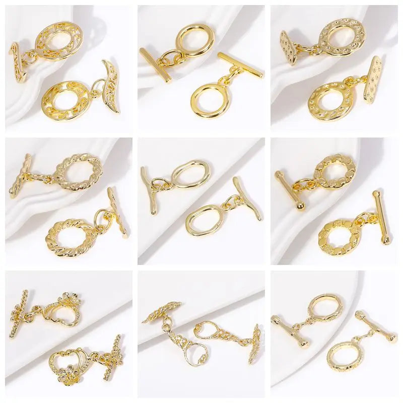 18K Gold Plated Brass With Center U-Bar And Open Ring Cable Chain Ear Thread Ear Wire Earrings DIY Earring Making Supplies
