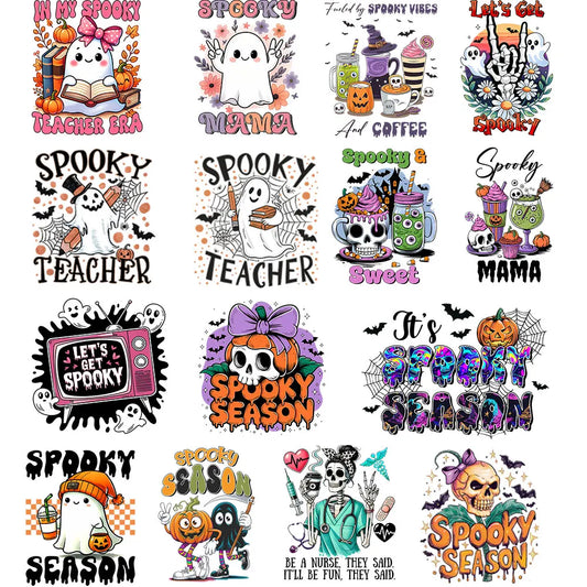 "Halloween is a Life Style"Patch Stickers Iron On Transfers for Clothing Iron Halloween Ghosts Stickers Fusible Applique Badge