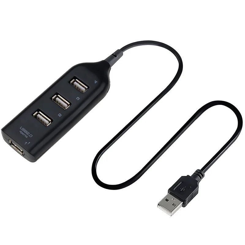 Mini USB 2.0 Hub 4-Port with Power Adapter, Powered USB Splitter for PC Laptop Desktop, High Speed Data Transfer 480Mbps, Plug &