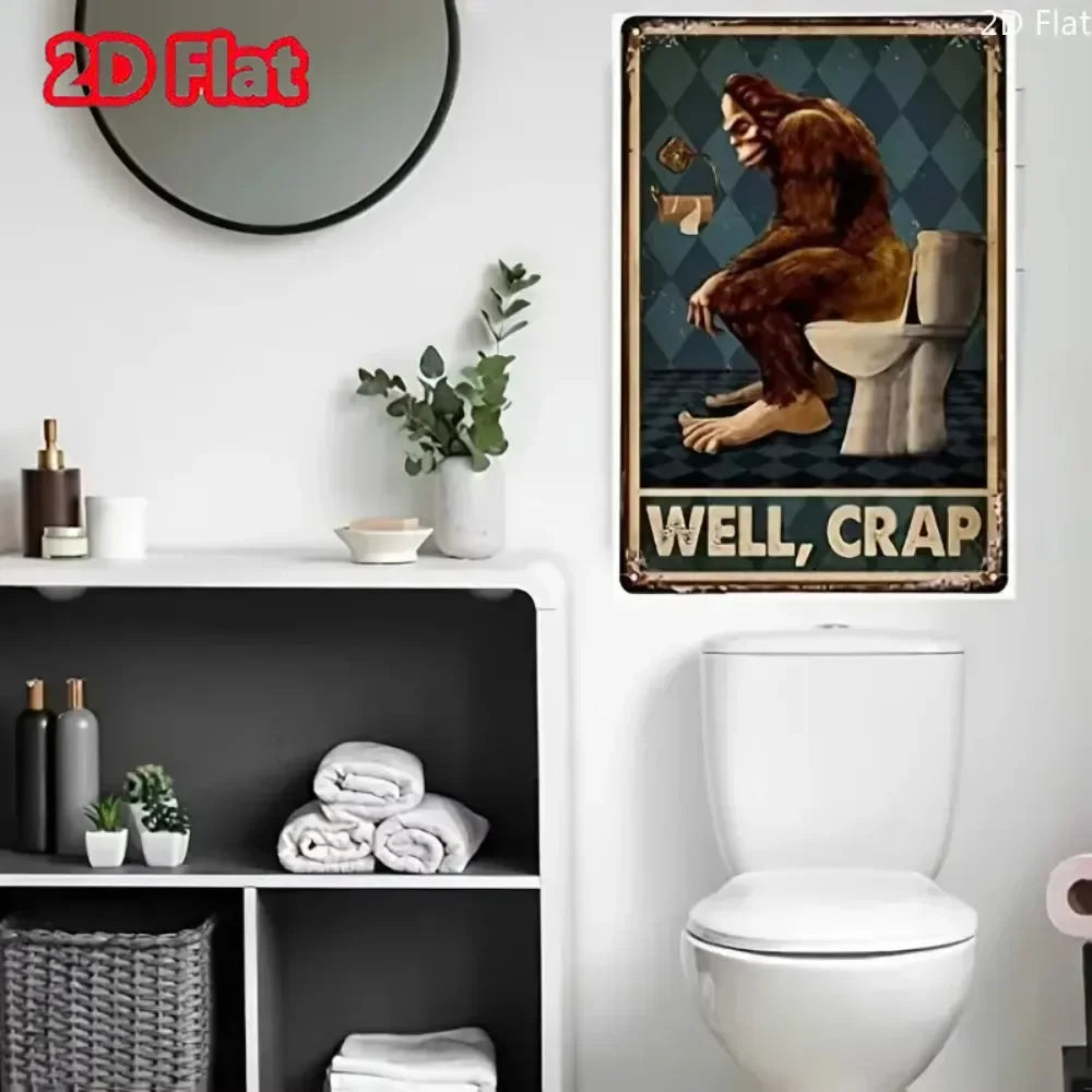Bar tin painting，Alluring Funny Tin Sign - Retro - Style Toothbrush & Toilet Paper Tin Sign,Designed for Inviting Bathroom