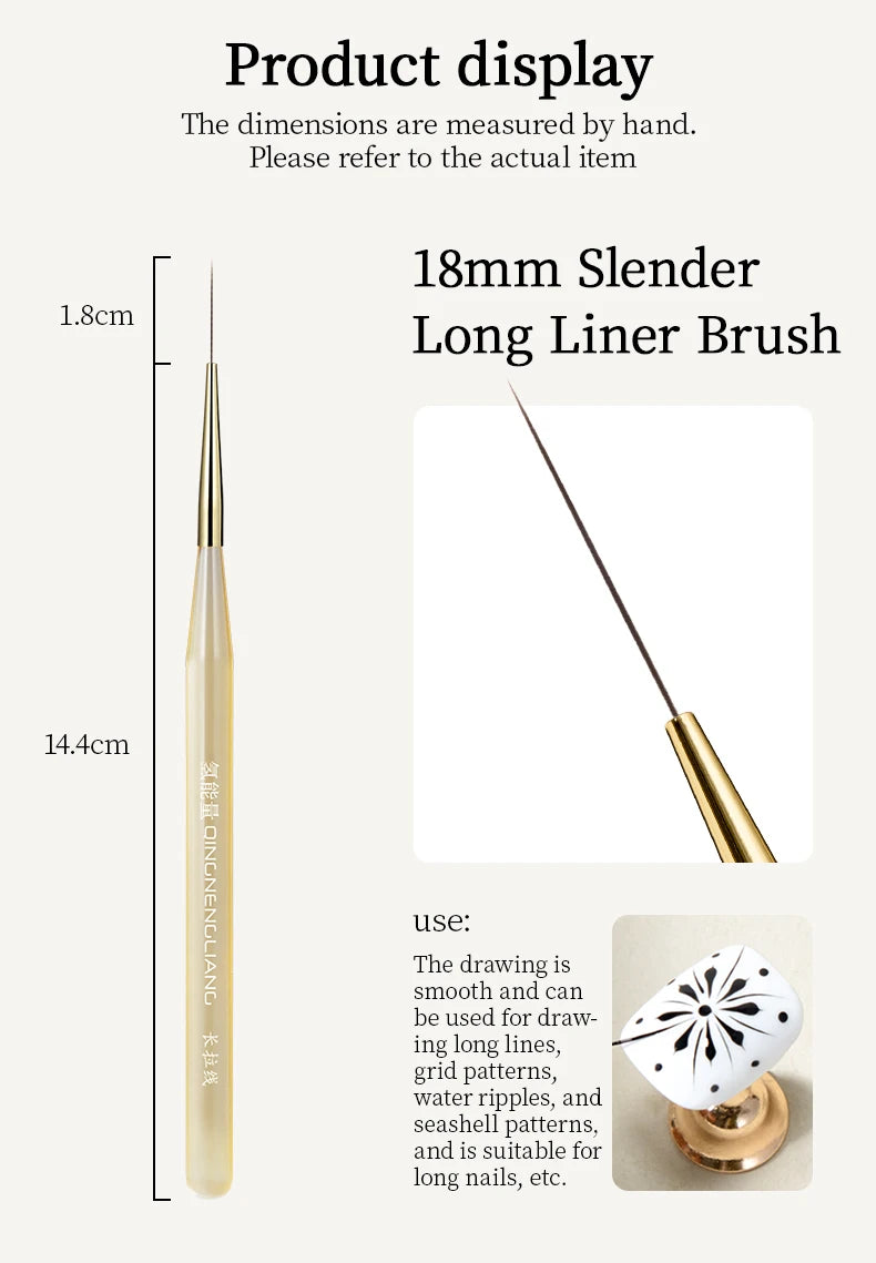 QNL 1/2/3pcs 18mm Nail Art Liner Brush Ultra Thin Long Line Drawing Pen With Cap For UV Gel Polish Painting Manicure Tool