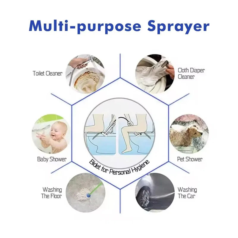 Personal Care Hand Held Spray Portable Bidet Toilet Sprayer Dual Control Angle Valve Stainless Steel Bathroom Accessories Bidets