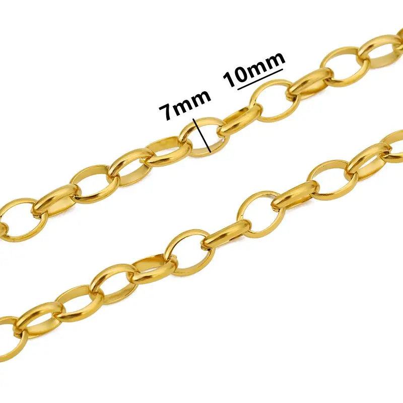 1 Meter Stainless Steel Large Heavy Chunky Hip Hop Punk Link Gold Color Chains DIY Jewelry Materials Handmade Necklace Bracelets