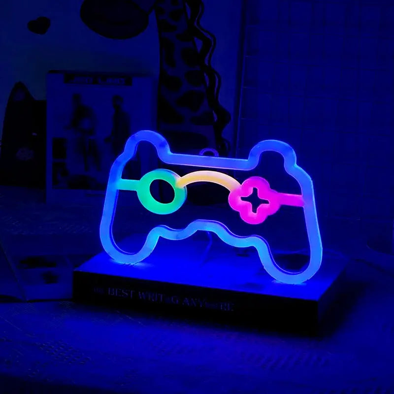 LED Game Controller Neon Sign Shatterproof PVC Material Operated Ambient Lighting for Game Room Streaming Background Holiday