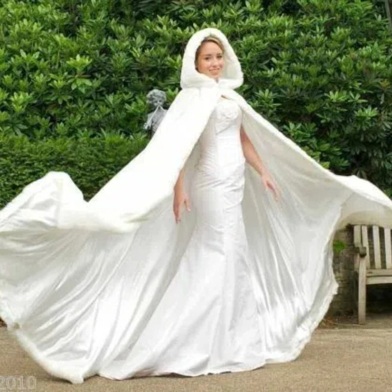 Winter Artificial Fur Cloak Wedding Party Hooded Bride Jacket/Shawl Wedding Accessories