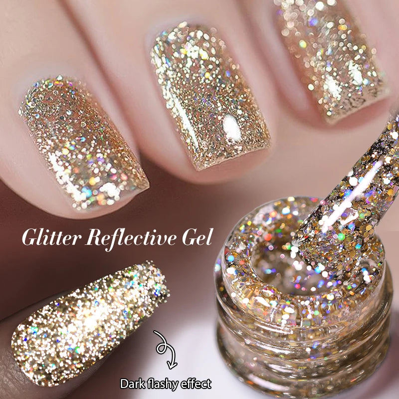 BORN PRETTY 10ml Sliver Reflective Gel Polish Sparking Glitter Semi Permanent Varnish Nail Art Soak Off Gel Varnish Manicure
