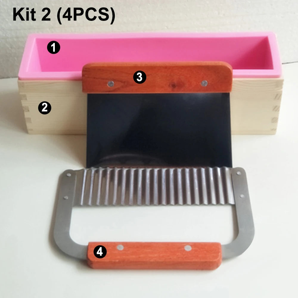 Rectangular Handmade Soap Molds Kit with Cutter DIY 42 Oz Flexible Silicone Wooden Box Soap Mold Mermaid Fish Tail Mold Gifts