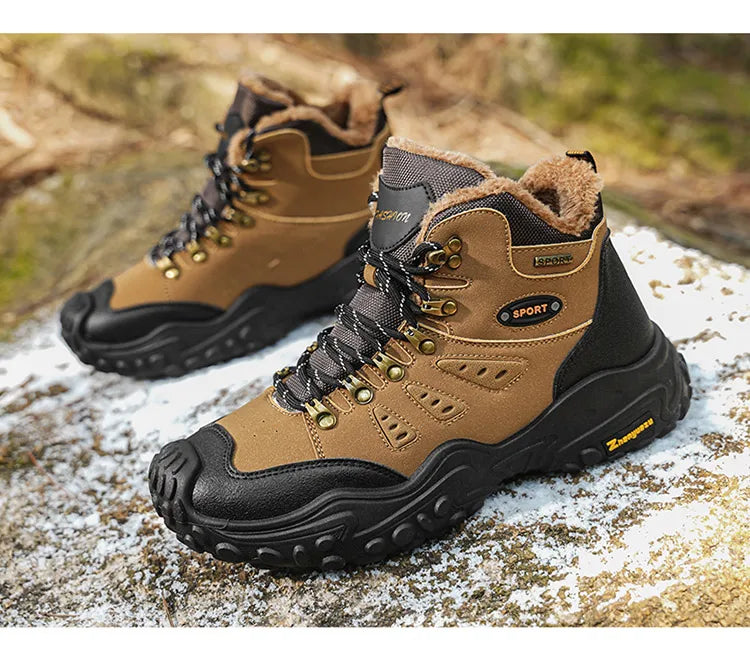 Autumn and Winter Men's Outdoor Sports and Travel Fleece-Lined Warm Snow Boots, Christmas Gifts, Birthday Gifts, Halloween Gifts