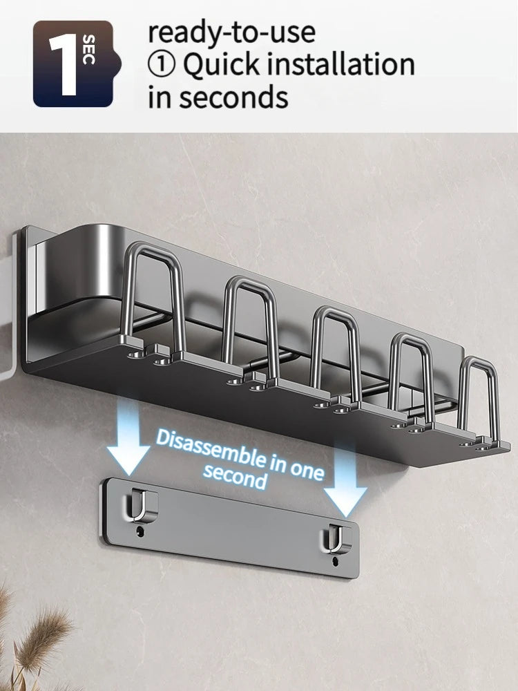 Toothbrush Holder Toothpaste Holder Electric Toothbrush Holder Space Aluminum Punch-Free Toilet Bathroom Shelf Rack