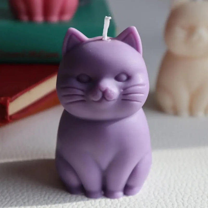 Sitting Cat Silicone Mold Handmade Soap Candle Making Supplies DIY Kitten Candle Soap Plaster Crafts Resin Concrete Mold