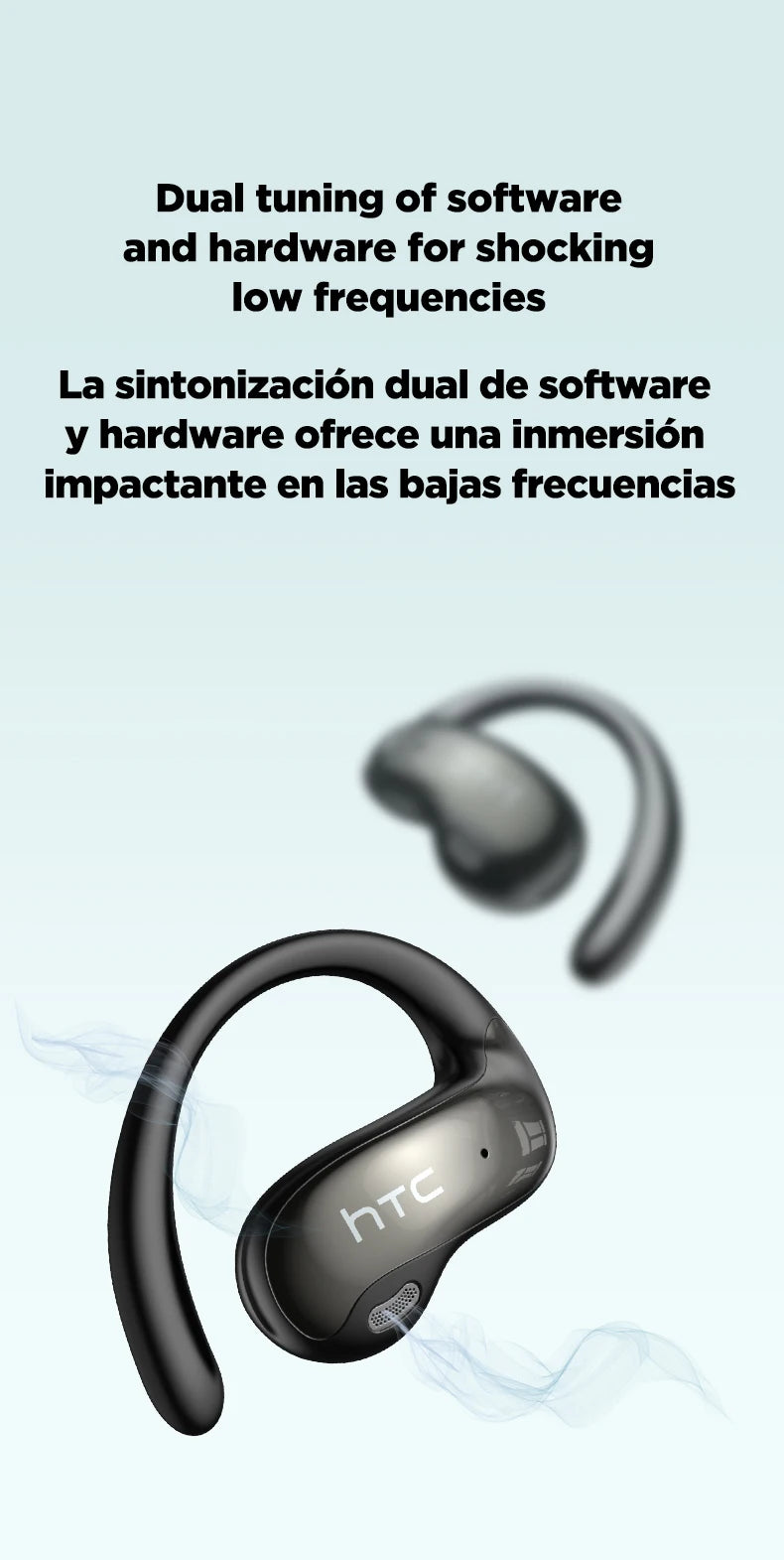 HTC Original NE19 AI Translate Bluetooth Earphones OWS Open Ear Business Travel Wireless Headphones Music Stereo Sound Earbuds