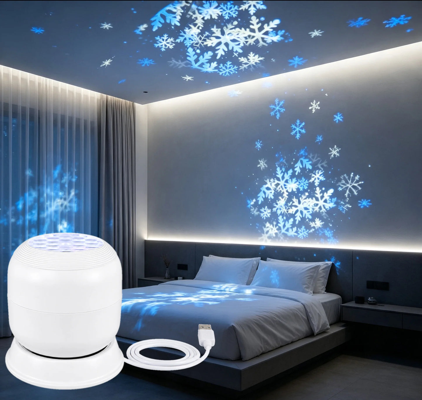 360° Rotating Galaxy Ocean Star Projector Night Light, Dynamic Projection Lamp, LED Ambient Light, Birthday Christmas Gift for K