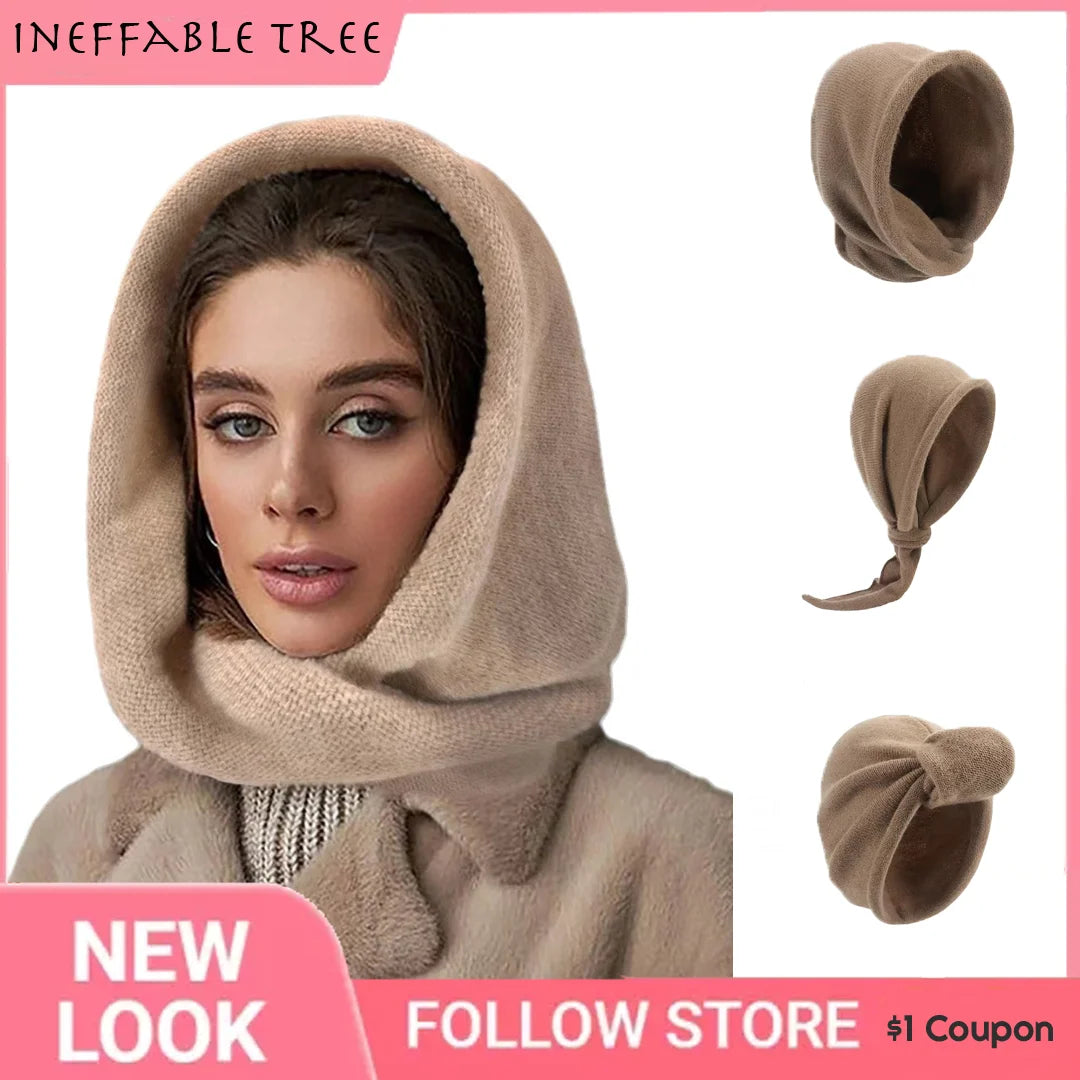 Fashion Women Winter Scarf Hat Set Knitted Cap Warm Balaclava Skullies & Beanies