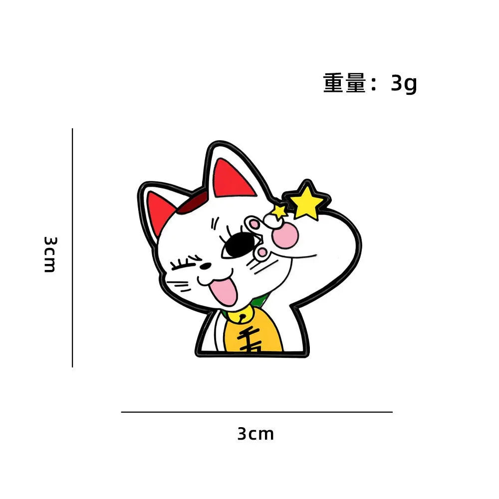 Cartoon white cat brooch, cat red wine, cute backpack, accessories, clothing decorations, zinc alloy badge