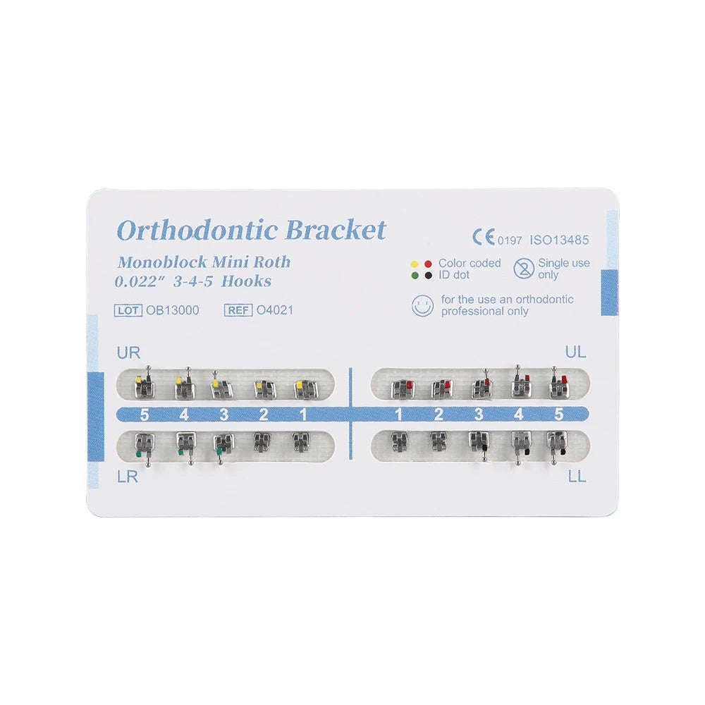 1pack AZDENT Dental Orthodontic Brackets  Mini / Standard Roth / MBT / Edgewise 022/018 Slot Hook 3/345