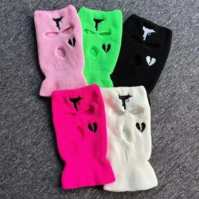 Winter Balaclava Skiing Hat with Three Holes Warm Outdoor Knitted Pullover Face Mask Multifunctional Sports