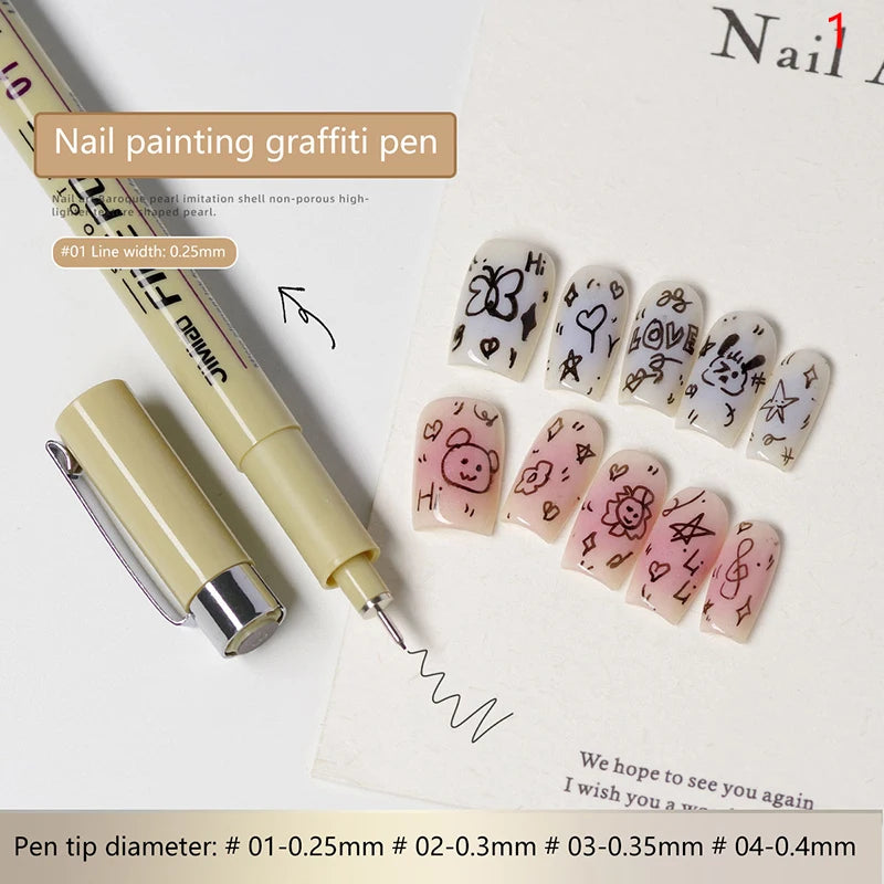 Waterproof Nail Art Graffiti Line Pen Gel Painting Wire Drawing Detail Sketching Tool for Creative Nail Design