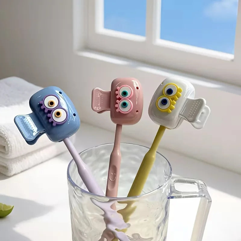 3 Pieces of Cute Eye-Shaped Toothbrush Holders - Dopamine Color Travel Set, Dust-Proof Toothbrush Cover