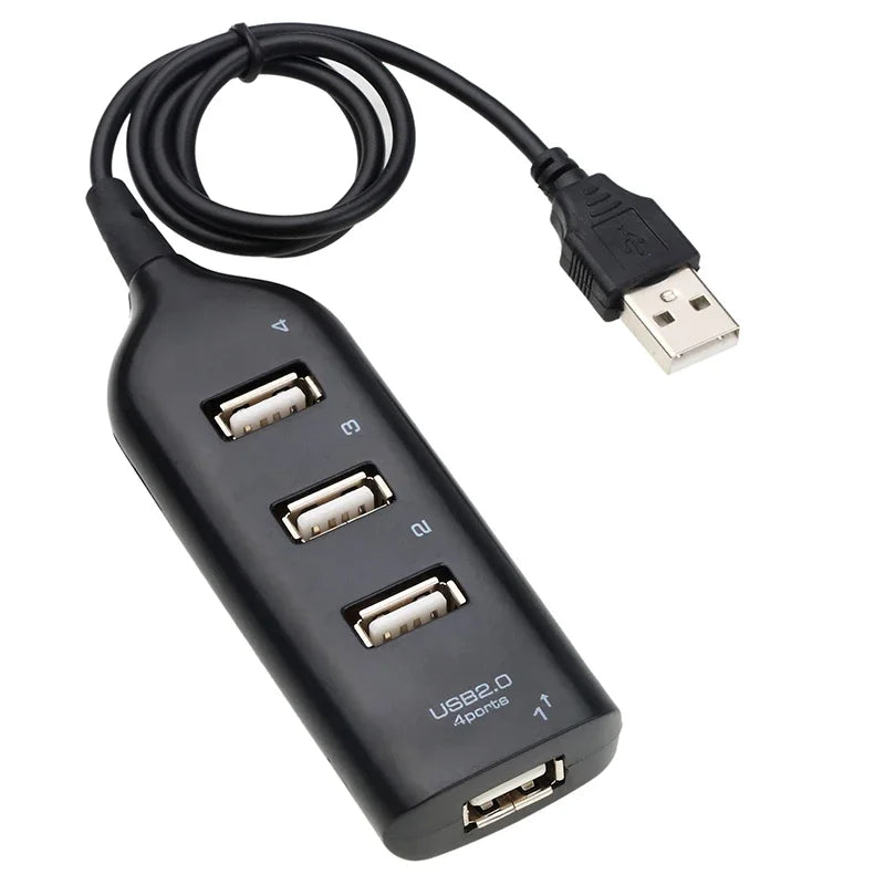 Mini USB 2.0 Hub 4-Port with Power Adapter, Powered USB Splitter for PC Laptop Desktop, High Speed Data Transfer 480Mbps, Plug &