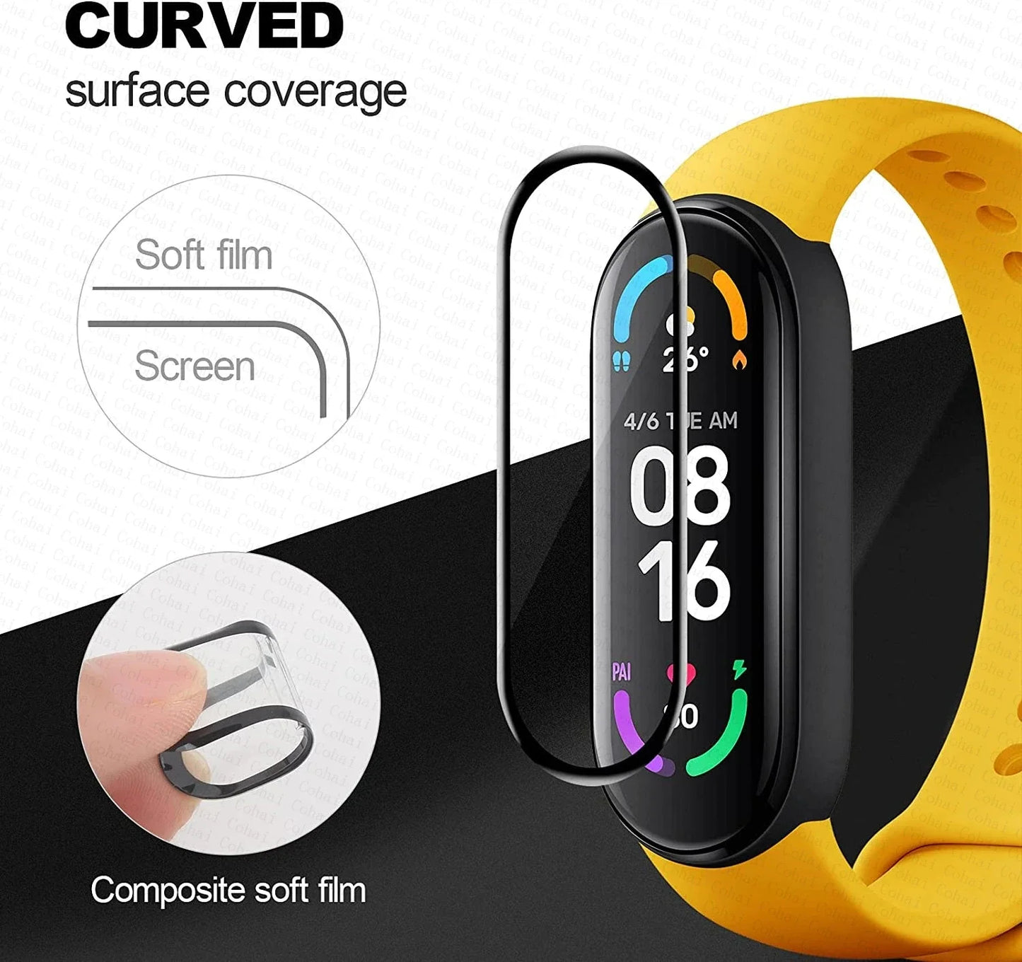 10D Film Glass for Xiaomi Mi Band 9 8 7 6 Screen Protector Miband 6 5 Smart Watchband Full Protective Cover Case Strap Bracelet