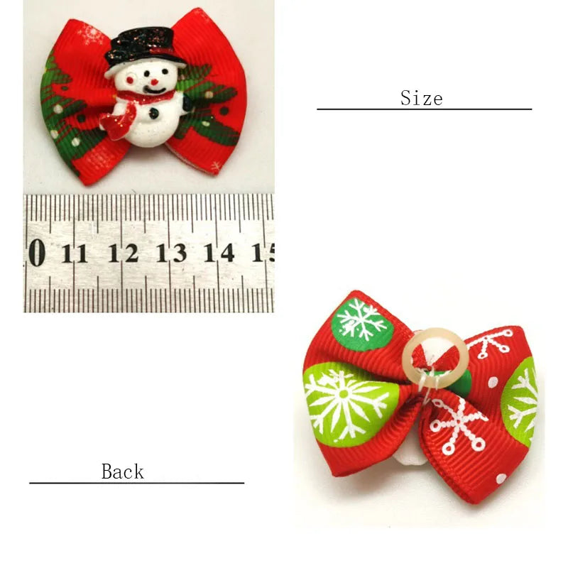 New Puppy Bows 10PCS Christmas Supplies For Small Dogs Cute Dog Hair Accessories Winter Dog Bows With Rubber Bands