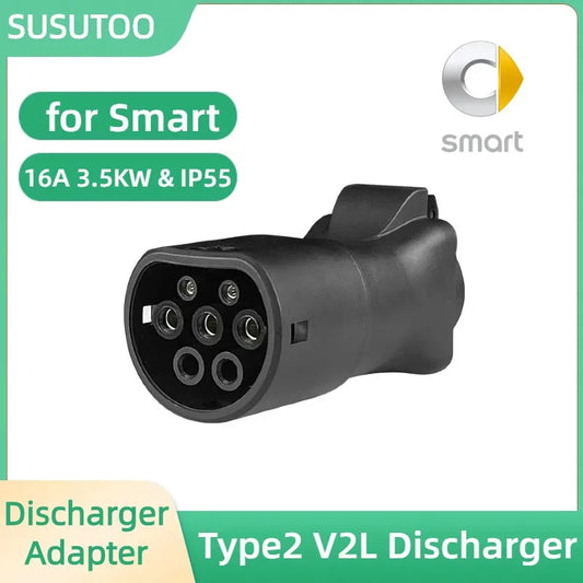 Type2 ICE62196 Smart V2L Adapter Vehicle to Load Discharger Fit for Smart 16A 3.5KW V2L for Smart #1 #3 #5 EV Discharger