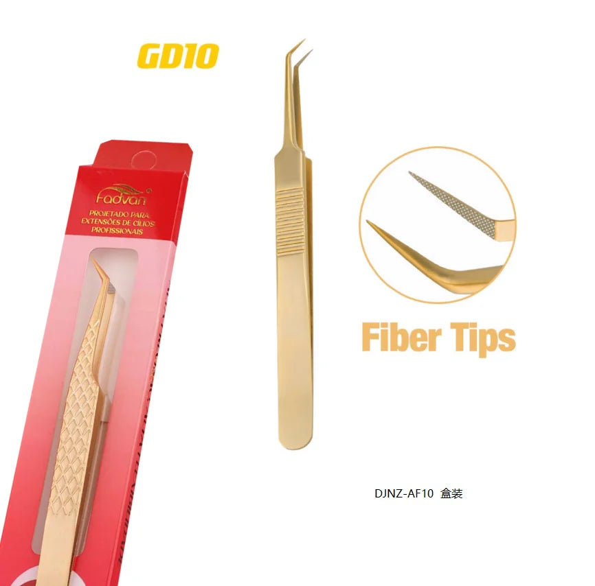 FADVAN High-precision Fiber Tip Tweezer for Eyelash Extensions Stainless Steel Antistatic Straight Tools with Boxed