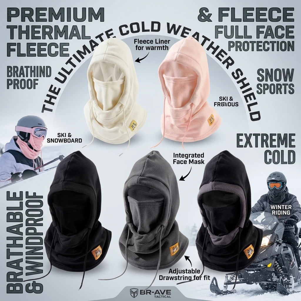Winter Warm Hat with Mask and Neck Warmer 3-in-1 Windproof Balaclava for Men Women Masked Hat Cycling Cold Weather Protection