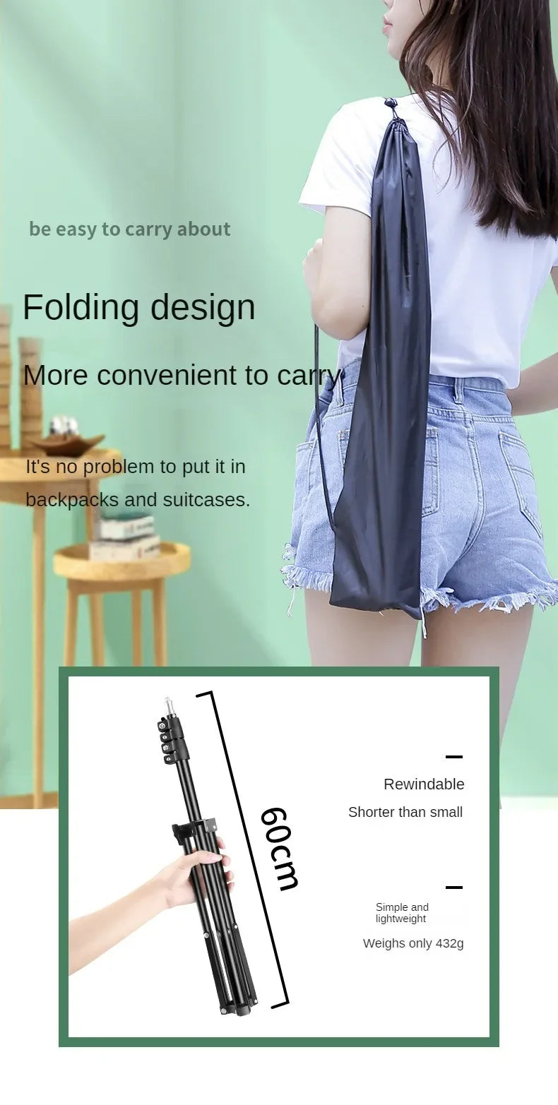 160cm Live Broadcast Tripod Landing Type Camera Anchor Selfie Light Frame Metal Thermometer Phone Holder