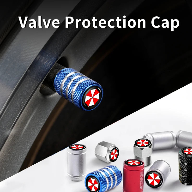 4Pcs Car Tire Valve Stems Cap Aluminum Tyre Wheel Stem Air Valve Cover Airdust For Umbrella
