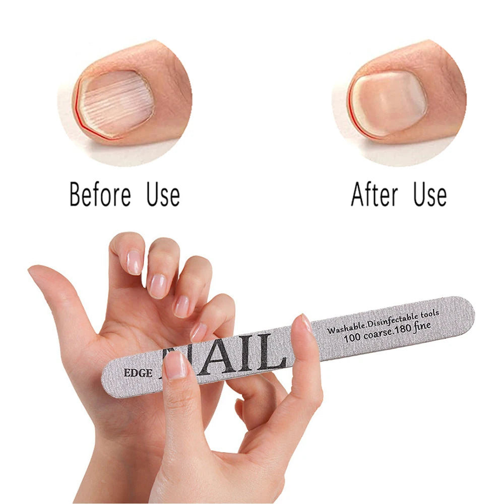 50pcs Wooden Nail File Buffer 100/180 Double Side Nail Files Grey Sandpaper Nail Sanding Grinding Gel Nail Polish Manicure Tool