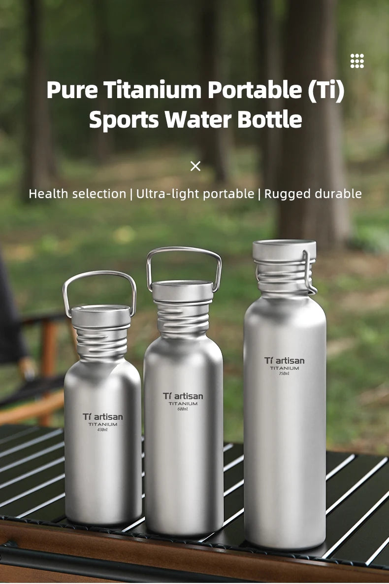 Tiartisan Titanium Ultralight Cycling Water Bottle Outdoor Hiking Climbing Drinking Bottle Reusable Wide Mouth Sports Bottle